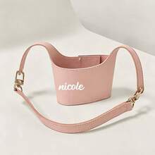 Customizable Text Leather Cup Sleeve, Made Of High-Quality Faux Leather Material, Features Adjustable Elastic Design, Fits Various Sizes Of Milk Tea Cups, Coffee Cups And Insulated Cups - Multicolor - View 12