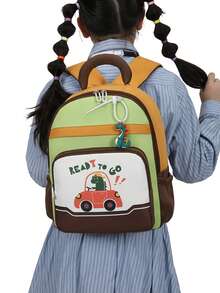 1pc Lightweight Burden-Reducing Children's Backpack, 2026 New Cute Cartoon Unisex Kindergarten School Bag - A - View 12