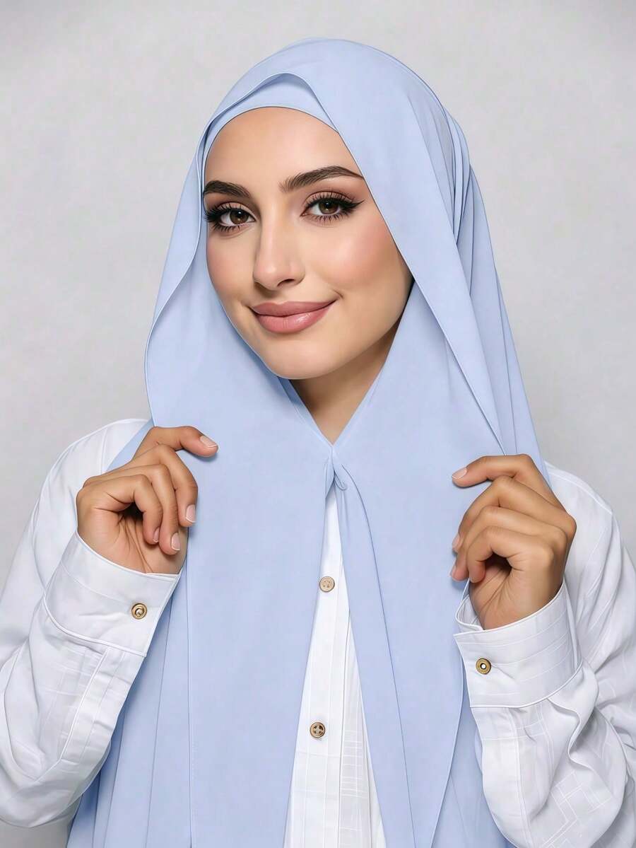 1pc 3 In 1 Instant Chiffon Hijab With Built-In Magnets And Undercap/All-In-One Instant Hijab--No Pins, Slip-Free Fit, Easy Wear In Seconds.