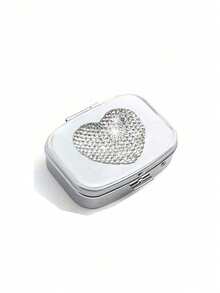 Shiny Rhinestone Pill Box, Fashion Heart-Shaped Rhinestone Pill Box, Mini Compartment Pill Box, Travel Pill Box Container, Suitable For Vitamins, Supplements And Other Small Items, Perfect For Daily/Outdoor/Travel - Multicolor - View 12