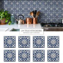 24PCS Peel And Stick PVC Tile Stickers, Different Style Patterns, Waterproof, Oil-Resistant, Stain-Resistant, Removable, No Residue, Suitable For Living Room, Kitchen, Bathroom, Toilet, Home Wall Decoration Renovation, DIY, Matte Texture, Size 10/15/20CM - FHZ-03 - View 2
