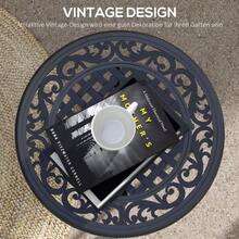 Garden Table, Coffee Table, Balcony Table, Vintage Style, 60 X 60 X 53 Cm, Black - 黑色 - 查看 4