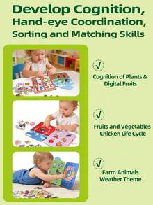 1pc Baby Early Education Magic Sticker Book, Develop Baby's Logical Thinking, Tear-Off Book, Multiple Patterns, Back To School, Halloween, Christmas, Thanksgiving, First Birthday Gift - Farm Tear-off Book - View 12