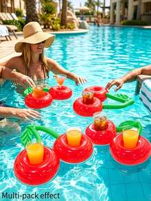 Cherry Shaped Inflatable Cup Holder PVC Floating Creative Beverage Cup Holder Design Suitable For Pool Party, Water Activities, Beach Party And Outdoor Activities Suitable For Beverages And Packaged Drinks Lightweight Inflatable Fun Decoration - Multicolor - View 6