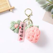 1Pc Neutral Hand‑Knitted Fruit Keychain, Cute Peach Orange Bag Charm, Positive‑Energy Pendant, Daily Decor, Thanksgiving Christmas Teacher's Day Gift - Multicolor - View 12