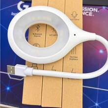 LK50 Lámpara de noche LED con control de voz en inglés, lámpara de mesita de noche creativa con sensor, lámpara de mesa pequeña con enchufe USB, luz nocturna artificial - Blanco - Ver 4