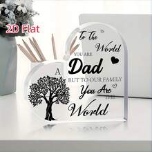 1 Stück Acryl Herzförmiges Schild, Tochter Sohn Danke Papa Baum Design, Mini Heimdekoration Tischornament, perfektes Vatertags Geburtstags Thanksgiving Geschenk - 1PC - Übersicht 7
