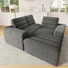 Modular L-Shaped Corner Sofa, Frameless Design, Cloud Sofa, Combinable At Will, Ideal For Living Rooms And Apartments, No Assembly Required, In Beige Corduroy Fabric. - Dark Grey - View 6
