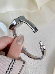 1 Peça Relógio de Quartzo Casual Feminino com Mostrador Quadrado Oval Prateado Preto Dourado, Adequado para Uso Diário - Branco - Visão 6