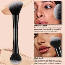 7PCS Makeup Tool Kit, 5PCS Soft Makeup Brushes Set, Double-Ended Design Brushes For Powder, Blush, Contour, Eyeshadow, Eyebrow, Lip & Detail Makeup, With 2PCS Makeup Sponges, Portable Makeup Tools For Daily Makeup - Black - View 3