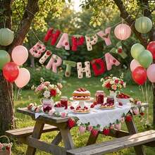 Bannière d'anniversaire thème pastèque en feutre 2D, design plat 2D avec effet 3D, convient pour la décoration de fête d'anniversaire, cadeau d'anniversaire, surprise d'anniversaire, décoration de chambre, fournitures artisanales - A - Voir 7