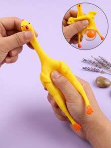 Prank Chicken Stress Relief Decor, Squeeze Out Egg Funny Novelty Stress Relief Accessory, Humorous Toy, Suitable For Birthday, Graduation Season, Halloween Party And Office Use Funny Gift - Yellow - View 5
