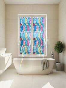 1 Roll Laser Colorful Diamond Window Film 44.5cm(17.5in) Wide, Effect Under Sunlight, Static Cling No Glue Privacy Glass Sticker, UV Protection Anti-Glare, Trimmable And Easy To Remove, Free Installation Tools, Suitable For Home/Office/School/Cabinet Doors/Sliding Doors - Moluoge Crescent - View 5