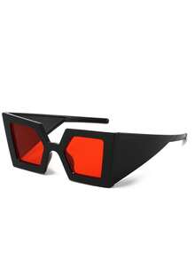 1 Pair Fashion Women's Glasses, Large Frame Design, Wide Temples, Versatile, Suitable For Street Photography, Outdoor Travel, Beach Vacation, Music Festival And Other Occasions - Multicolor - View 8