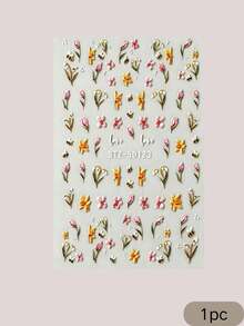 1pc 3D Embossed Spring Floral Decorative Sticker, Soft Pink & Yellow Tulip Bee Pattern, Waterproof Self-Adhesive Backing, Vintage Fresh Pastoral Style DIY Decorative Sticker For Camera/Earphone Case/Laptop School Supplies - Little Flower Bee - View 7