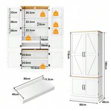 Kitchen Cabinets, Tall Cabinets And Storage Units With Motion Detector, Adjustable Shelves, Storage Compartments On Doors And Drawers, Suitable For The Kitchen, Dining Room And Living Room, White - 白色 - 查看 5