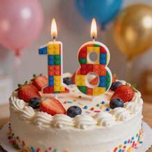 HIBIRTH 1pc Creative Colorful Building Block Candle Cake Decoration Polka Dot 0-9 Candles Birthday Party Celebration Baking Plug-In - View 3