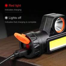 1 pieza Linterna frontal LED COB recargable magnética e impermeable para camping, pesca y minería al aire libre - lámpara de cabeza - Ver 2