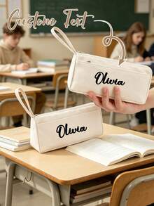 Customizable Text Pencil Case Compatible For Pens,Personalized Pencil Case,Back To School Season, Handheld Pencil Bag, Large Capacity Cute Pencil Case For Students, Teachers, School Supplies, Unique Gift For Friends/Classmates/Students - Multicolor - View 4