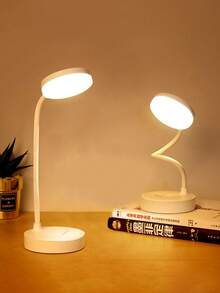 1件白色LED圓形底座按鈕檯燈，護眼閱讀燈，LED檯燈，可充電/插電可選，3種色溫，適用於宿舍、臥室、居家、小夜燈，燈罩，書燈，臥室照明，檯燈，閱讀燈，閱讀，辦公桌用品，臥室照明，無線燈，臥室燈，照明，燈，燈光，可充電電池容量：800mAh - 圓形底座檯燈 - 查看 7