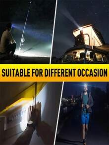 2/1pc Zoomable LED Headlamp With Stepless Dimming, Rechargeable Type-C Headlight With 3 Modes For Outdoor Activities For Outdoor And Indoor Use - 內建電池 - 查看 6