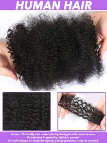 3件組 Afro Kinky 散裝真人髮接髮 8英吋/12英吋，適用於髒辮、扭繩髮與編髮，可漂染，自然黑色，男女皆宜，多功能髮型造型，逼真髮假髮，優質髮品 - Natural Black - 查看 5