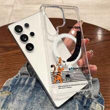 Disney-Handyhülle, Cartoon-Tigger mit schwarzen Linien, süßer und personalisierter Stil, unterstützt MagSafe, passend für Galaxy S22, S22PLUS, S22ULTRA, S23FE, S24, S23PLUS, S24ULTRA, S23ULTRA, S24FE, S24PLUS, S25, S25PLUS, S25ULTRA, aus Acryl, transparente Vollschutz-Hülle - Transparent - Übersicht 5