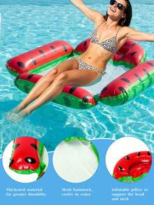 4-In-1 Inflatable Water Hammock Float, Fruit Theme Pool Raft With Breathable Mesh, Comfortable Floating Chair For Swimming Pool, Beach And Backyard Water Activities - Multicolor - View 6