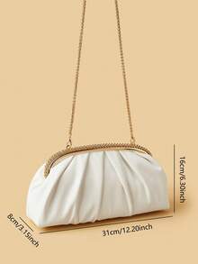 Dompet Clutch Polos Bergaya Vintage dengan Gesper, Tas Wanita Portabel Serbaguna Kapasitas Besar, Bahan PU Modis, Cocok untuk Pernikahan, Pesta, Acara Dansa, dan Makan Malam - Putih - View 8