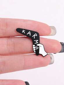 Silent Attitude Enamel Pin Series - Minimal Hand Gesture Meme Brooch Collection - Black - View 3