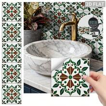 24PCS Peel And Stick PVC Tile Stickers, Different Style Patterns, Waterproof, Oil-Proof, Stain-Resistant, Removable, No Residue, Suitable For Living Room, Kitchen, Bathroom, Toilet, Home Wall Decoration Renovation, DIY, Matte Texture, Size 10/15/20CM - FHZ-05 - View 9