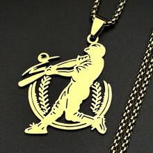 Baseball Player Pendant Necklace For Men Stainless Steel Silver Color Sports Male Chain Jewelry Collar - Necklace - View 2