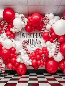 112Pcs Matte Vibrant Red Balloon Garland Arch Kit, Elegant Romantic Luxury Decor For Wedding, Engagement, Proposal, Birthday, Valentine, Anniversary Indoor Welcome Party Backdrop Decoration - 紅色 - 查看 2