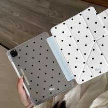 Korean Style Ins White Polka Dot Little Fish Tablet Protective Case Compatible With Apple 11th Gen, Minimalist 10th Gen Tablet Protective Case With Pen Slot, Air 82026 New Pro 11, Fashion Mini 7, Cute Air 7/6, Anti-Bend 11 Inch Tablet Protective Cover For Girls And Boys - White - View 4