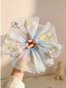 French Embroidery Mesh Skirt Scrunchie For Women, Ethereal Gentle Style Ponytail Hair Tie - Multicolor - View 5