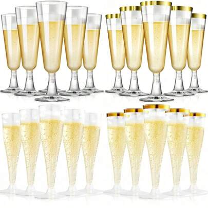 25/50 piezas Copas de champán reutilizables de alta calidad de 155 ml, adecuadas para fiestas, bodas, cumpleaños, Día de San Valentín, Día de la Madre y diversas reuniones (Copas de champán, Copas de plástico, Copas de cumpleaños, Copas de cóctel, Copas de vino, Copas de brindis de boda)