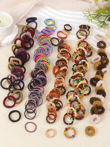 870PCS Morandi Color Vintage Girls Hair Accessories Set, Including Satin Bow Hair Clips, Double Layer Butterfly Hair Clips, Rhinestone Pearl Flower Side Clips, Bow Hair Ties, Star Snap Clips, Multiple Mini Claw Clips, Bubble Hair Ties, Bamboo Knot Towel Hair Bands, Lace Elastic Hair Bands And TPU Rubber Bands, Suitable For Girls Daily, Party, Travel Use - Multicolor - View 7