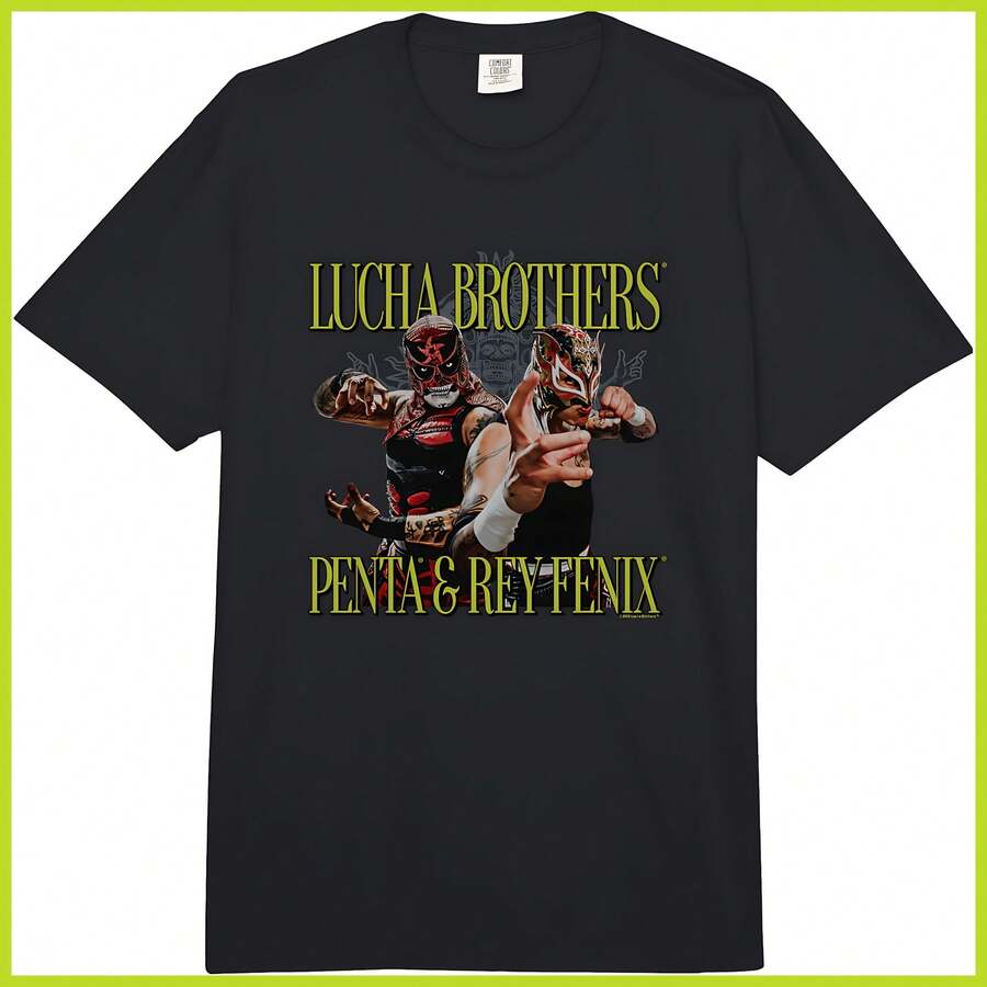 Lucha Brothers Penta & Rey Fenix Wrestling  Adult Heavyweight T-Shirt - Black - View 1