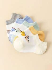 5 Pairs Baby Toddler Socks, Cute Dinosaur Cartoon Multi-Color Socks, Full Moon Gift, Holiday Gift For Infants And Toddlers - Multicolor - View 3