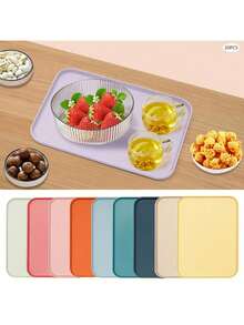1pc Plastic Fast Food Tray, Bulk Colorful Cafeteria Food Tray, Rectangular Meal Tray, Restaurant Lunch Tray, Suitable For School, Party, Kitchen, Cafe, BBQ Dining, 10 Colors (30.48 X 22.86 Cm) - View 7