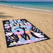1 pieza Toalla de playa con estampado de número de dibujos animados 67 estilo helado, de secado rápido y absorbente, adecuada para baño, playa, piscina, gimnasio, uso multiusos - Multicolor - Ver 9