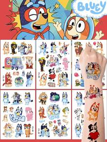 Bluey 1pc Random Blue Waterproof Decorative Sticker, Durable And Easy To Peel, Suitable For DIY Body Art, Cosplay And Daily Use, Birthday Party Decoration - Multicolor - View 1