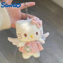 SANRIO 1件裝毛絨包包吊飾，2款天使吊墜附粗花呢蝴蝶結洋裝，背包掛飾，女孩生日情人節禮物 - 彩色 - 查看 1