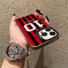 [Ships From Germany/France/Spain/Italy] Phone Case - New Barcelona 10 Red And Black Striped Design, Metal Acrylic Material, Stylish Modern Thickened Shockproof Frosted Back Cover, Compatible With 11/12/13/14/15/16/17 Pro/Max/Plus/Air And Galaxy S21-S26 Ultra – XM13/14/15 Pro/Ultra - 1 Image - View 3