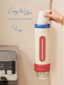 1pc Wall-Mounted Disposable Cup Holder, No Drilling Required, One-Click Cup Dispenser, Home Kitchen Storage Rack - Multicolor - View 4