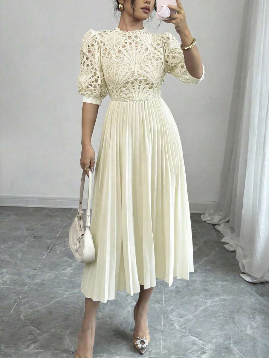 Vestido plisado elegante - Albaricoque - Ver 1