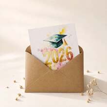 6/12pcs Graduation Card Set, 2026 Colorful Splash Handwritten Greeting Cards + Envelopes, Suitable For Graduation Party Invitations And Congratulatory Cards - Multicolor - View 4