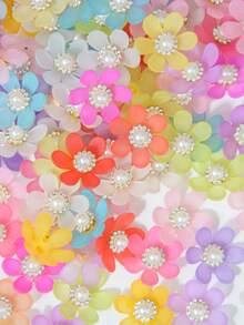 10-150pcs 20mm Multicolor Six-Petal Sunflowers, With Semi-Transparent Petals And A White High-Gloss Pearl, Sparkly Rhinestone Center, Can Be Used For Bows, Brooches, Buttons, Crowns, Fashion Accessories, DIY Craft Materials - Colorful White Pearl Sunflower - View 5