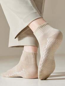 5/10/20/30 Pairs Men's Solid Color Honeycomb Texture Cushioned Short Socks, Ribbed Casual Socks, Soft Daily Anti-Slip Socks, Suitable For Commuting, Sports Shoes And Everyday Wear - Multicolor - View 5