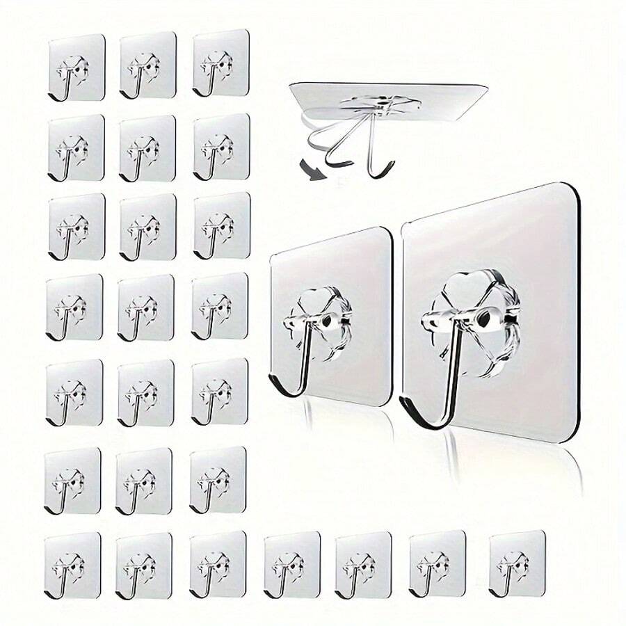 Damage-Free Adhesive Hooks, Wall Hooks For Hanging Items, Suitable For Kitchen, Bathroom, Picture Frames, Posters, Clocks And More, Easy To Tear And Stick Multi-Purpose Hooks, Practical Hooks, Easy Installation, Damage-Free Removal, Damage-Free Hanging, Streamlined Hook Design | Modern | Waterproof | Rust-Proof - A - View 1
